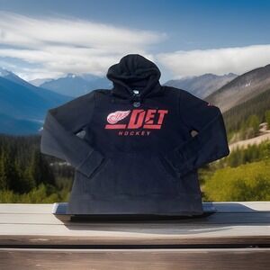 Mens M Fanatics Mens Medium Red Black NHL Detroit Hoodie Hockey NHL Sweatshirt